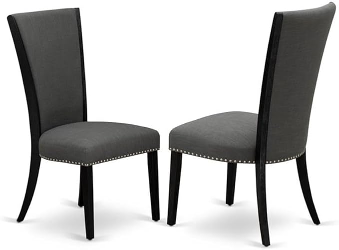 East West Furniture V696VE650-6 6 Piece Dining Set Contains a Rectangle Dining Room Table with V-Legs and 4 Dark Gotham Linen Fabric Upholstered Chairs with a Bench, 36x60 Inch, Multi-Color