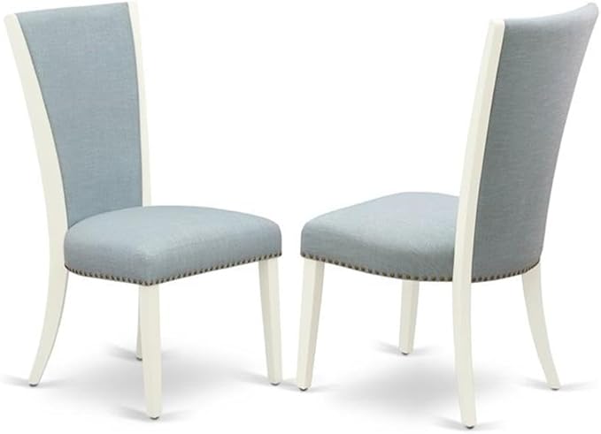 East West Furniture X097VE215-6 6 Piece Kitchen Table Set Contains a Rectangle Dining Table with X-Legs and 4 Baby Blue Linen Fabric Parson Chairs with a Bench, 40x72 Inch, Multi-Color