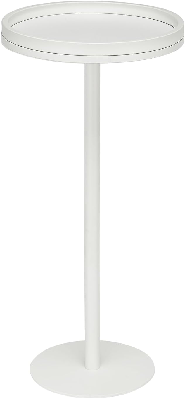 Round Drink Table,Pedestal Tables,Small Round Side Table for Small Spaces,Martini Table for Living Room, Bedroom, Bathroom,Balcony (White)
