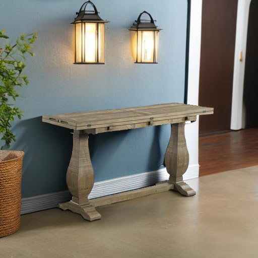 Martin Svensson Home Napa Sofa Console Table, Modular Flip Top Dining or Accent, Solid Natural Wood