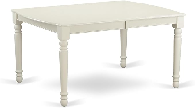 East West Furniture DOAV5-LWH-W 5 Piece Dining Set Includes a Rectangle Dining Room Table with Butterfly Leaf and 4 Wood Seat Chairs, 42x78 Inch, Linen White
