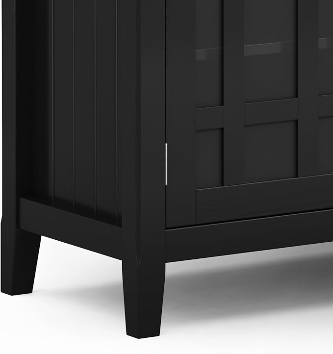 SIMPLIHOME Bedford Solid Wood 53 inch Wide Transitional TV Media Stand in Black for TVs up to 60 inches for The Living Room and Entertainment Center
