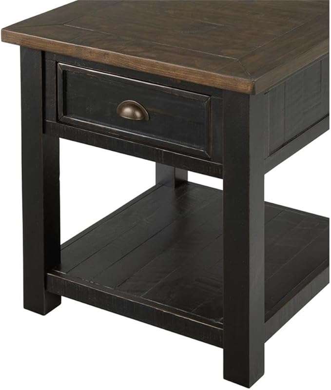 Martin Svensson Home Solid Wood End Table, Black with Brown Top