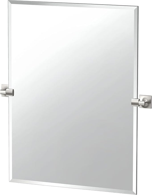 Gatco 5599S Waterline Frameless Rectangle Mirror, 31.5 Inch, Satin Nickel