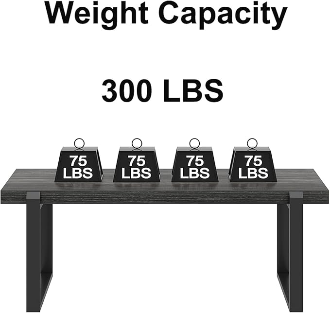 FOLUBAN Coffee Table, Modern Industrial Wood and Metal Center Table, Rectangle Cocktail Tea Table for Living Room, Dark Gray, 44 Inch