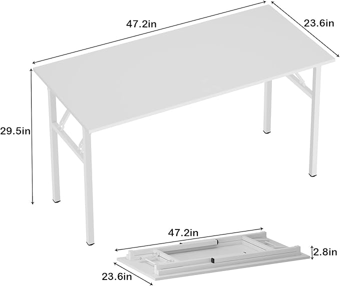 Need 47 inches Computer Desk Office Desk Folding Table with BIFMA Certification Computer Table Workstation, White AC5DW-120