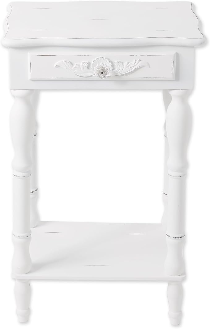 Carved White Side Table