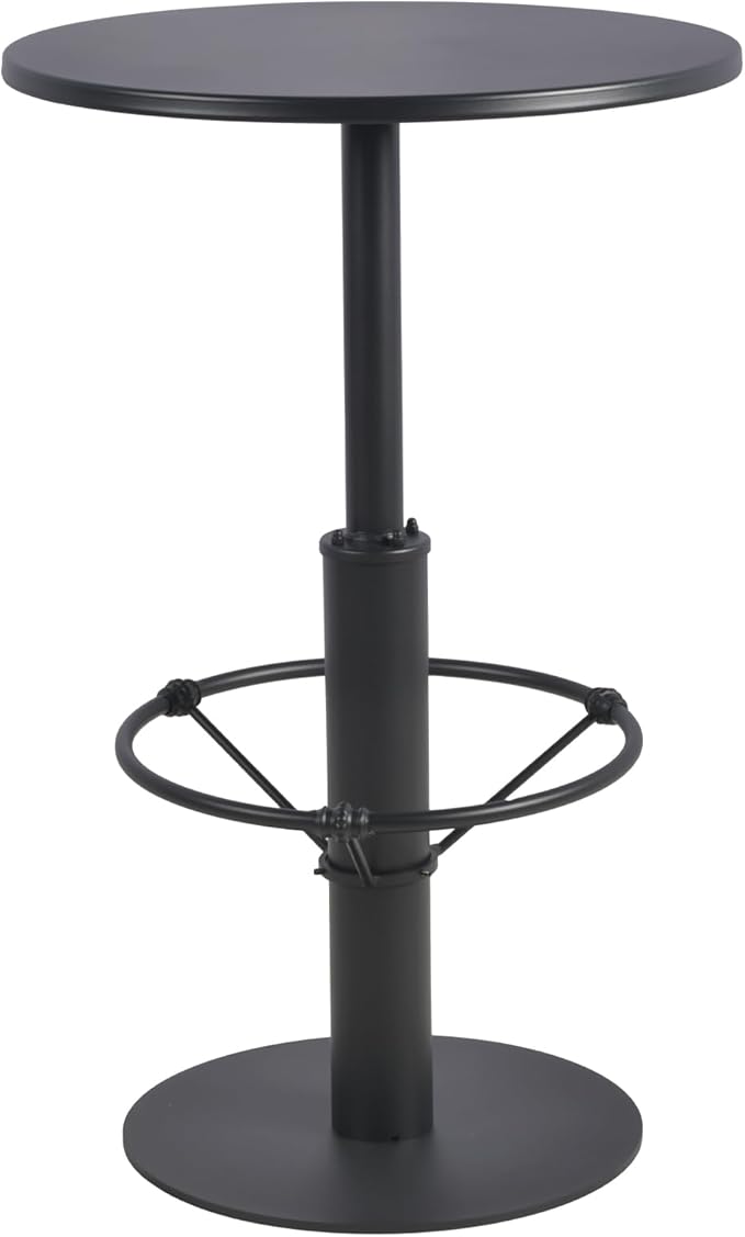 LOKKHAN 37.4" Tall High-top Table-Rustic Industrial Bar Table-23.6" Dia Round Metal Bar Height Standing Pub Table-Dining Room Bistro Table-Cocktail Table (Matte Black)