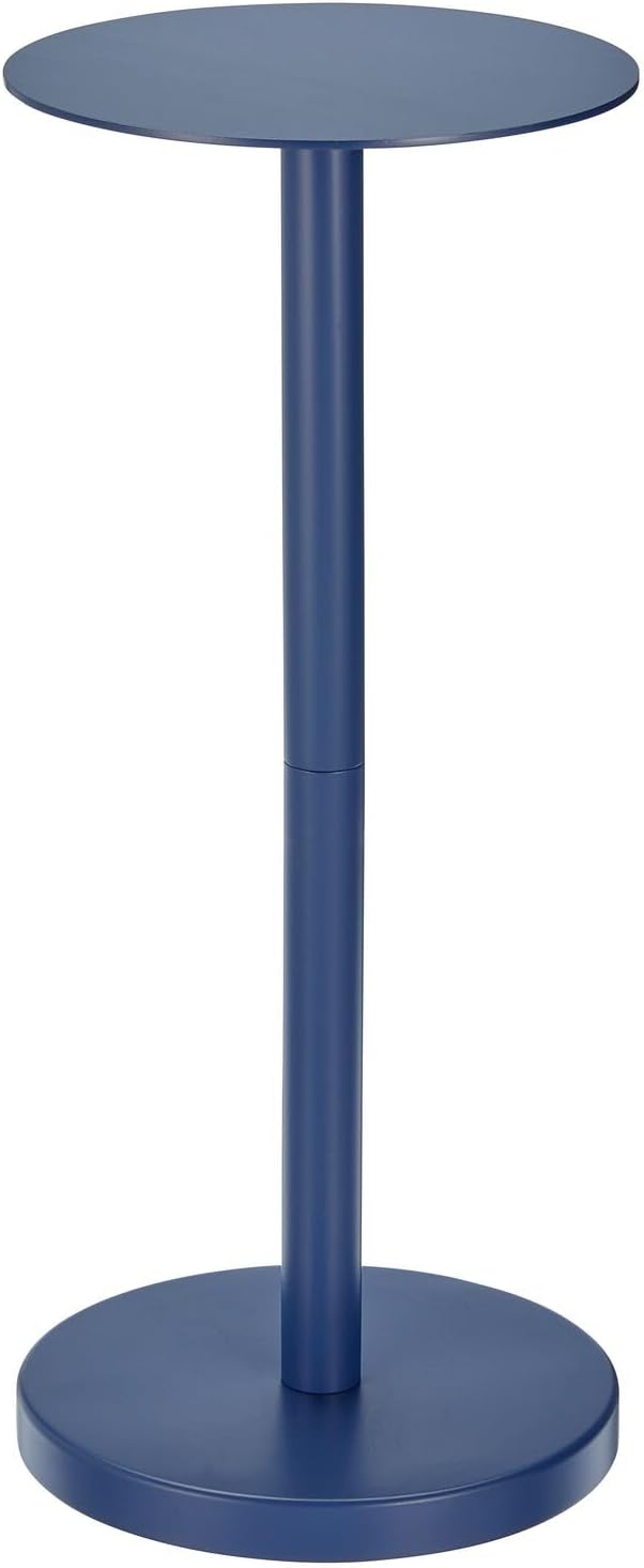 mDesign Glass Top Side/End Drink Table - Tall Modern Round Accent Metal Nightstand Furniture for Living Room, Dorm, Home Office, and Bedroom - 9" Round - Cobalt Blue