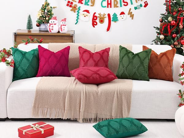 decorUhome Throw Pillow Covers 26x26 Inch Set of 2, Soft Plush Faux Fur Wool Burgundy Couch Pillow Covers, Decorative Neutral Pillow Cases for Bed Sofa Living Room Home Decor