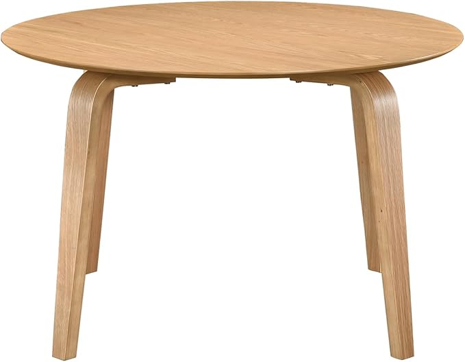 Acanva 47" Small Round Dining Table for 4 Person, MDF Top and Sturdy Wood Base Structure, Modern Design for Kitchen, Compact Space & Apartment, Light Oak