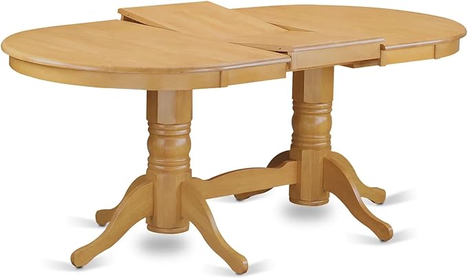 East West Furniture VAAS9-OAK-28 9 Piece Mid Century Modern Dining Table Set Contain A Dining Table and 8 Brown Textured Polyester Fabric Modern Chairs, Oak