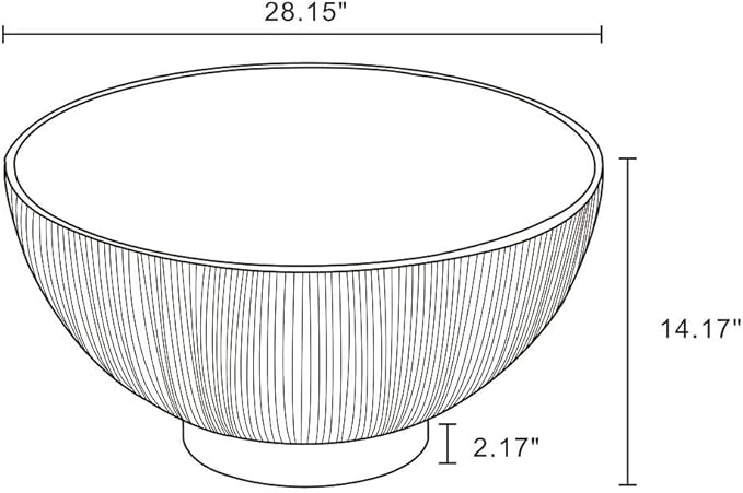 Manhattan Comfort Anderson Modern 28.15" Round Coffee Table 2.0 - Ceramic Marble Tabletop, Elegant Pleated Leatherette Details & Gold Base, Fully Assembled Accent Furniture, Set of 1, Grey