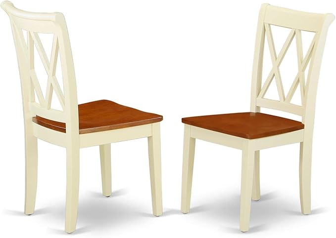 East West Furniture DLCL3-BMK-W 3 Piece Dinette Set for Small Spaces Contains a Round Dining Table with Dropleaf and 2 Dining Chairs, 42x42 Inch, Buttermilk & Cherry