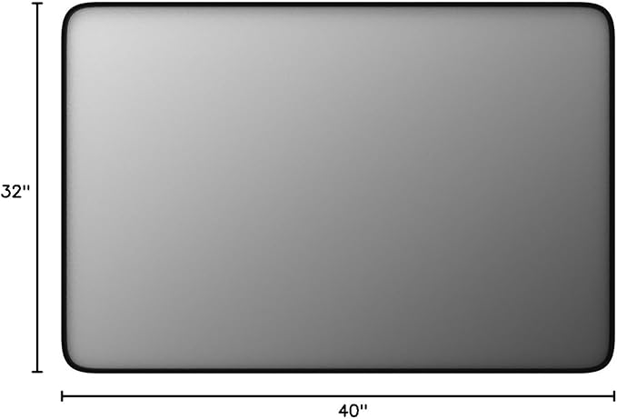 40x32 Black Bathroom Mirror, Matte Framed Bathroom Vanity Mirror for Wall, Modern Rectangle Mirror, Rounded Corners, Tempered Glass (Horizontally/Vertically)