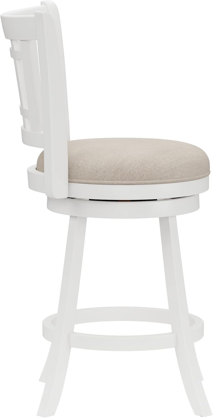 Hillsdale Fairfox Swivel Stool with Rectangular Lattice Back, Counter Height, White
