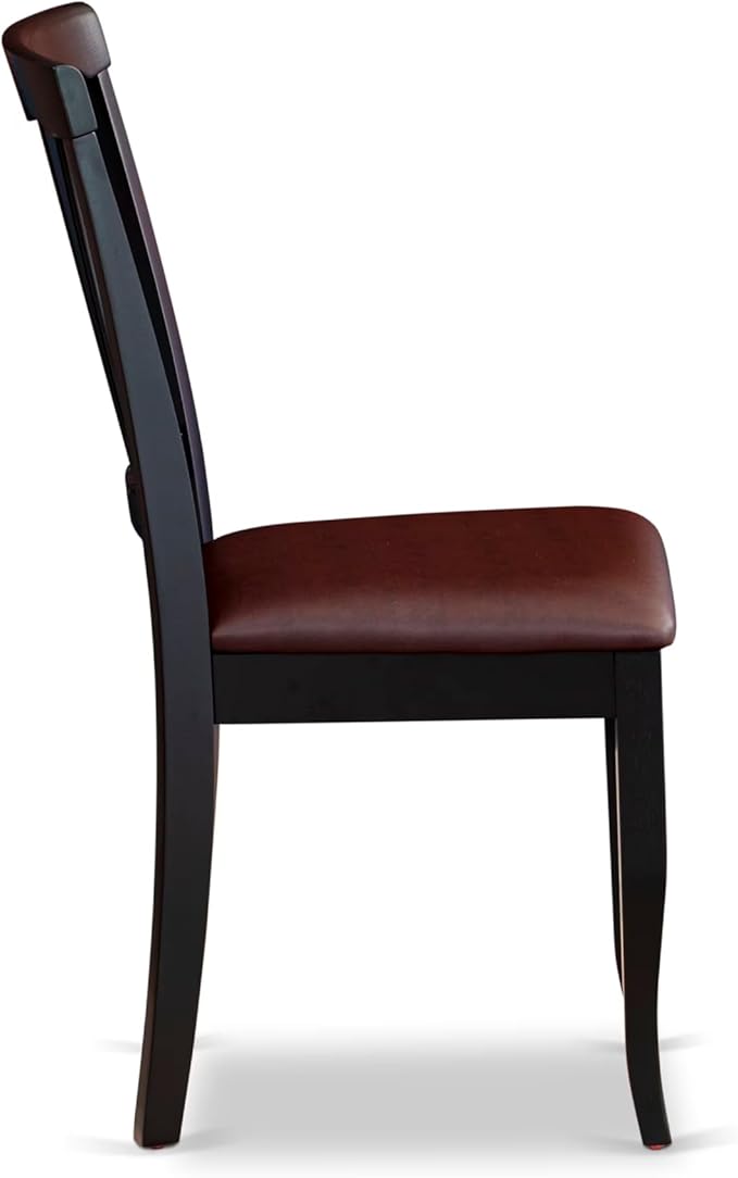 East West Furniture HLAV3-BCH-LC 3 Piece Dinette Set for Small Spaces Contains a Round Dining Table with Pedestal and 2 Faux Leather Dining Room Chairs, 42x42 Inch, Black & Cherry