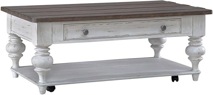 Liberty Furniture River Place Living Room Cocktail Table - Riverstone White & Tobacco
