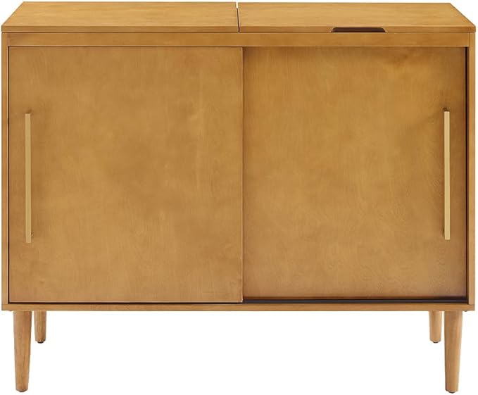 Crosley Furniture Everett Media Console and Record Player Stand with Storage for Vinyl Records, Acorn
