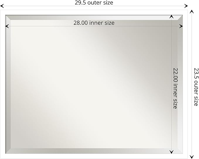 Amanti Art White Bathroom Mirror for Over Sink, 24x30 Svelte White Rectangle Vanity Mirror, Large Modern Contemporary Wood Frame, Hangs Horizonally and Vertically, Bathroom Wall Decor, Beveled Edge