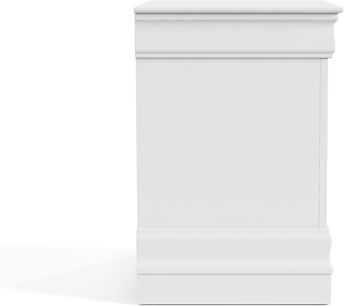 Furniture of America Arabella Traditional Solid Wood Nightstands Set of 2, Bedside Table with Drawers and Antique Nickle Handles, No Assembly Wooden Night Stands for Bedrooms, Guest Room, Dorm, White