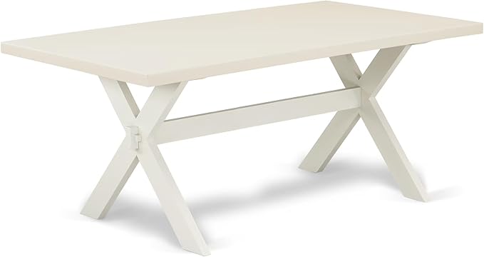 East West Furniture X027MZ001-5 5 Piece Kitchen Table & Chairs Set Includes a Rectangle Dining Room Table with X-Legs and 4 Cream Linen Fabric Parsons Dining Chairs, 40x72 Inch, Multi-Color