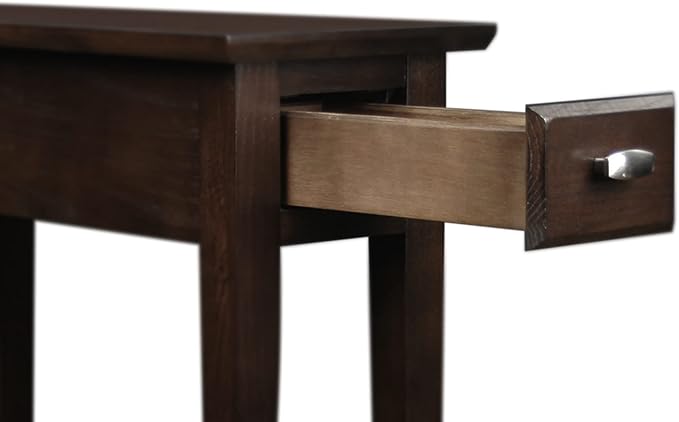 Leick Home 15 in Wide End Table, Solid Wood Construction, One Drawer, One Lower Shelf, Narrow Width, Easy-Assembly, Chocolate Oak, 15 in W x 24 in D x 24 in H, 10071-CH