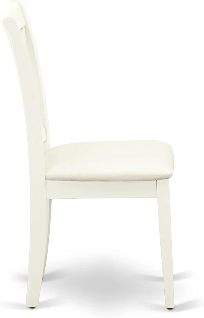 East West Furniture DOCL6-LWH-C 6 Piece Modern Dining Table Set Contains a Rectangle Wooden Table with Butterfly Leaf and 4 Linen Fabric Dining Chairs with a Bench, 42x78 Inch, Linen White