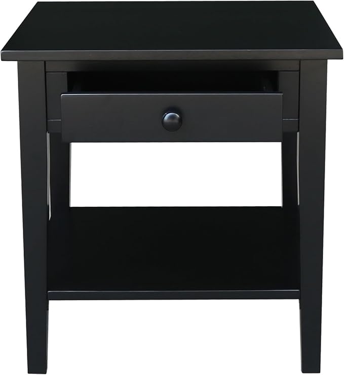 IC INTERNATIONAL CONCEPTS Solid Wood Spencer End Table, Black