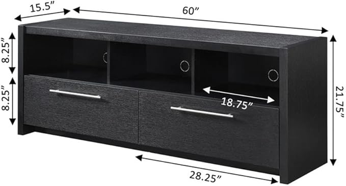 Convenience Concepts Newport Marbella TV Stand 60" - Modern Entertainment Center for TVs up to 65", Contemporary Media Console with Storage Cabinets & Shelves for Living & Family Room, Black