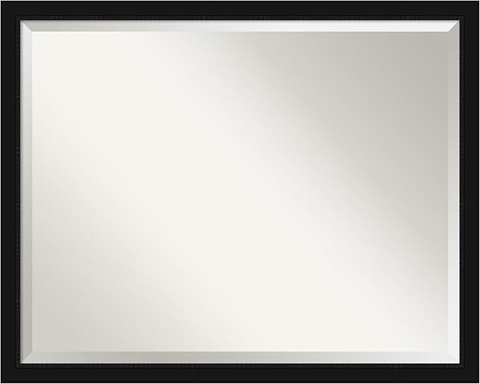 Amanti Art Black Bathroom Mirror for Over Sink, 24x30 Avon Black Narrow Rectangle Vanity Mirror, Large Casual Frame, Hangs Horizonally and Vertically, Bathroom Wall Decor, Beveled Edge