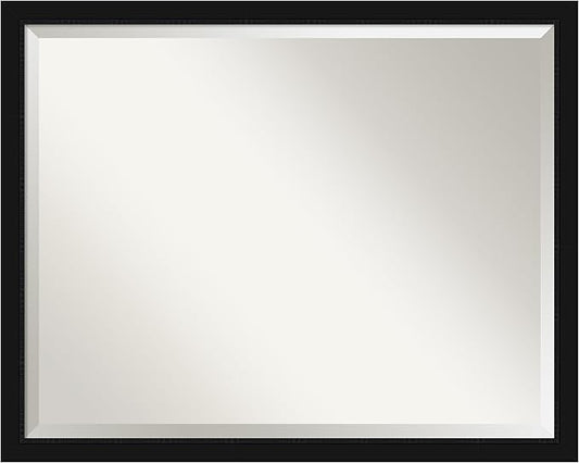 Amanti Art Black Bathroom Mirror for Over Sink, 24x30 Avon Black Narrow Rectangle Vanity Mirror, Large Casual Frame, Hangs Horizonally and Vertically, Bathroom Wall Decor, Beveled Edge