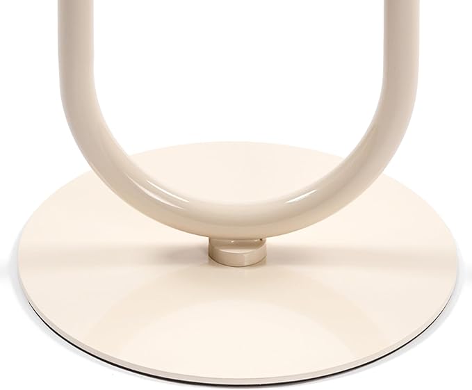 Lantern-Shaped Metal End Table, Small Round Side Accent Pedestal Modern Coffee Drink Cocktail Table for Living Room Corners Small Spaces(24'' Height,Cream White)