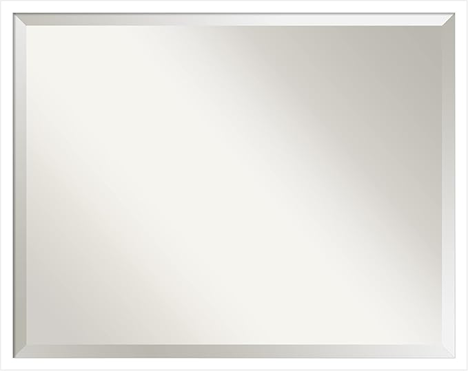 Amanti Art White Bathroom Mirror for Over Sink, 24x30 Svelte White Rectangle Vanity Mirror, Large Modern Contemporary Wood Frame, Hangs Horizonally and Vertically, Bathroom Wall Decor, Beveled Edge