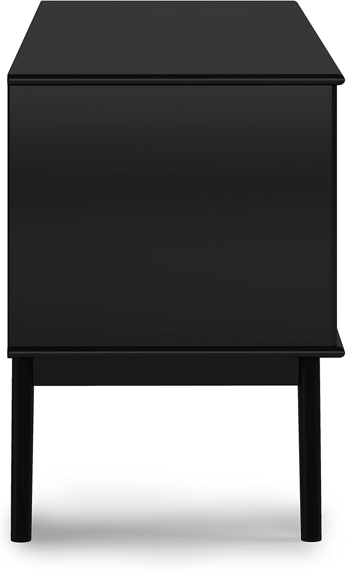 SIMPLIHOME Draper SOLID HARDWOOD 60 inch Wide Mid Century Modern TV Media Stand in Black For TVs up to 65 inches for the Living Room and Entertainment Center