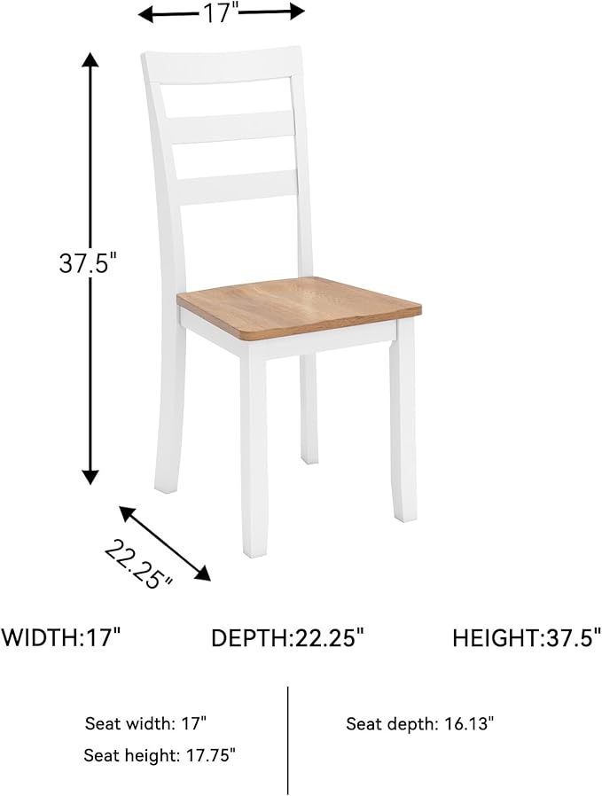 Signature Design by Ashley Gesthaven Solid Wood Frame Dining Chair, Set of 2, White/Natural