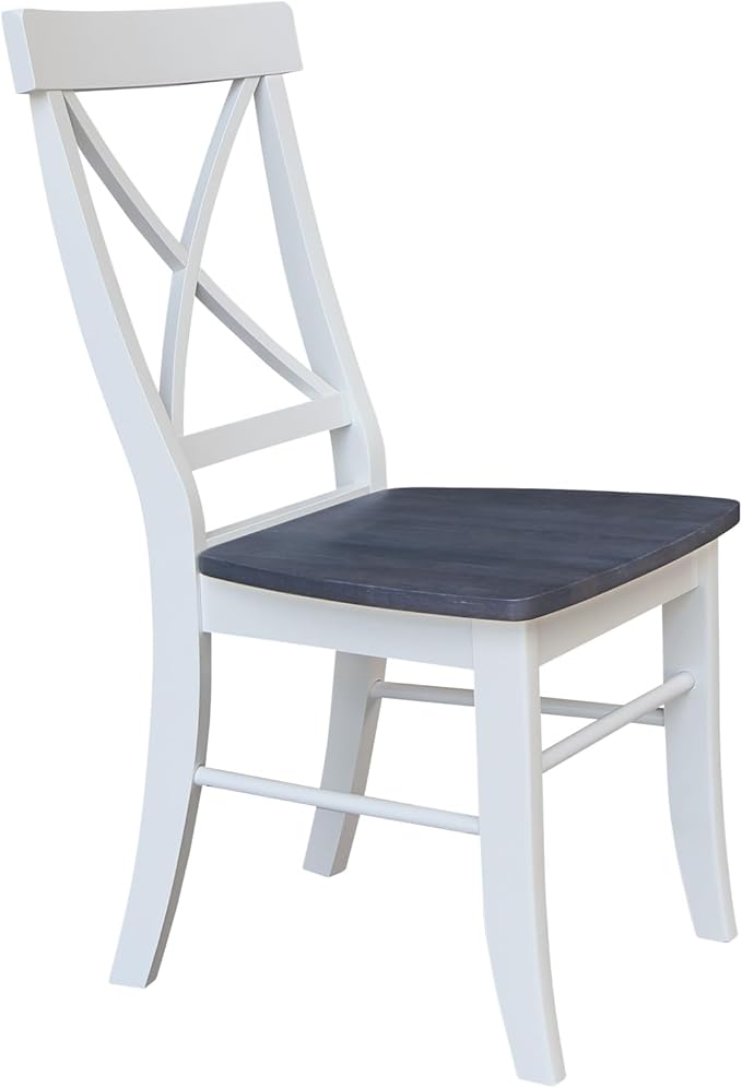 Set of Two X-Back Dining Chairs, White/Heather Gray
