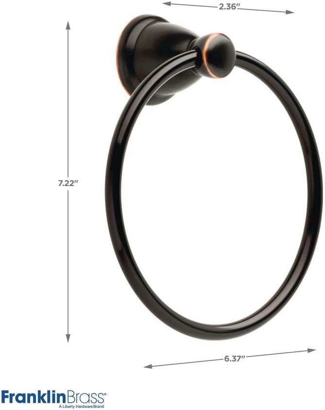 Franklin Brass Kinla 3-Piece Bathroom Set Oil Rubbed Bronze 24" Towel Bar Rack, Toilet Paper Holder, Ring Hardware KIN3PC-ORB