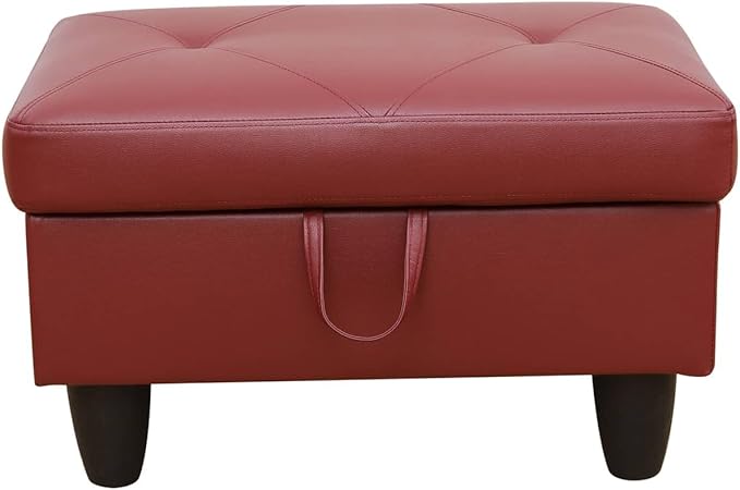 NicBex Sectional Couch 3 Pieces Sofa Set with Left Chaise Faux Leather L Shaped Cloud Couch for Living Room Furniture Sets with Storage Ottoman, Modular Sofa for Living Room & Apartment, Red