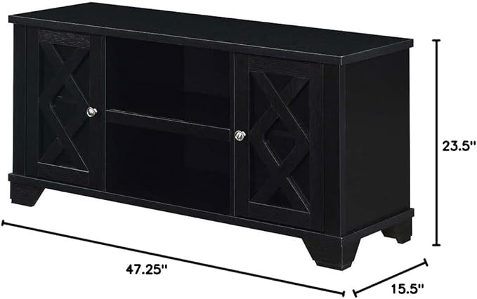 Convenience Concepts Gateway TV Stand 47.25" - Family Room Entertainment Center with Storage Cabinets and Shelves, Traditional TV Console for Living Room, Office, Black