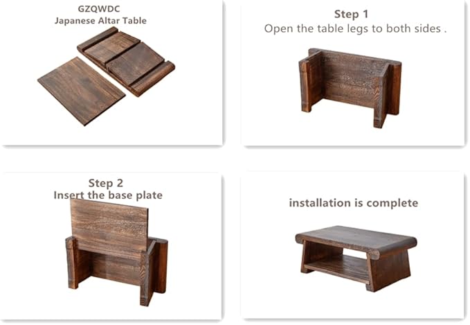 Folding Altar Table,Japanese Table for Sitting on The Floor,Low Wood Meditation Table,Foldable Floor Desk