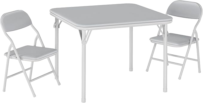 GarveeHome 3-Piece Kids Folding Table and Chairs Set, Toddlers Children's Activity Table and Chairs Set for Dining Room,Daycare,Classrooms