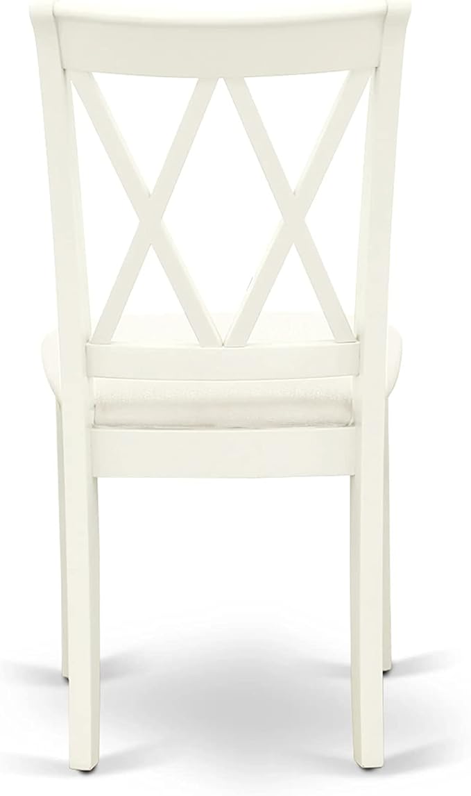 East West Furniture HBCL3-LWH-C 3 Piece Dining Table Set for Small Spaces Contains a Round Dining Room Table with Pedestal and 2 Linen Fabric Upholstered Chairs, 42x42 Inch, Linen White