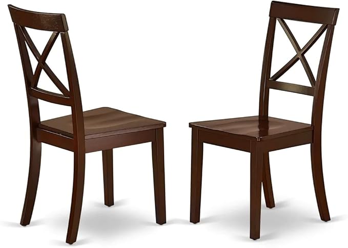 East West Furniture ESBO3-MAH-W 3 Piece Dining Room Table Set Contains a Round Kitchen Table with Pedestal and 2 Dining Chairs, 30x30 Inch, Mahogany