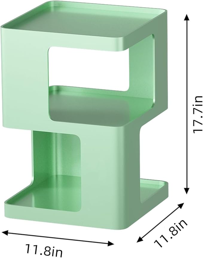 Metal Small Nightstands, Modern Side Table with 3 Tiers Storage, Green End Table for Couch, Living Room Bedroom, Bedside Tables No Assembly Required