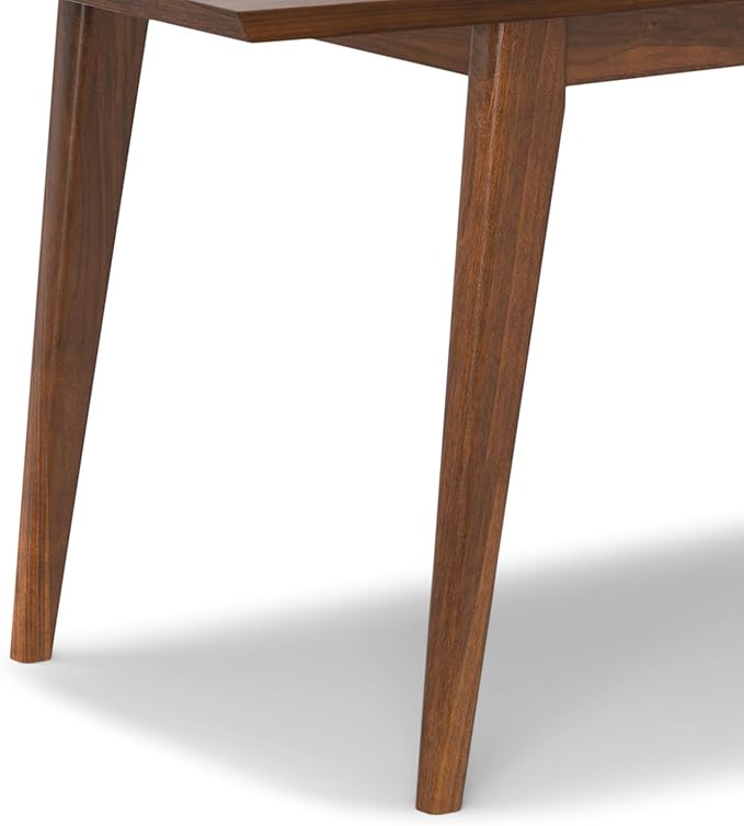 SIMPLIHOME Draper Extendable Dining Table, Solid Wood Walnut Veneer in Walnut, 66-84 x 40 inches, Mid-Century Modern-Style Rectangular Expandable Kitchen Table with Butterfly Leaf for 6+ People