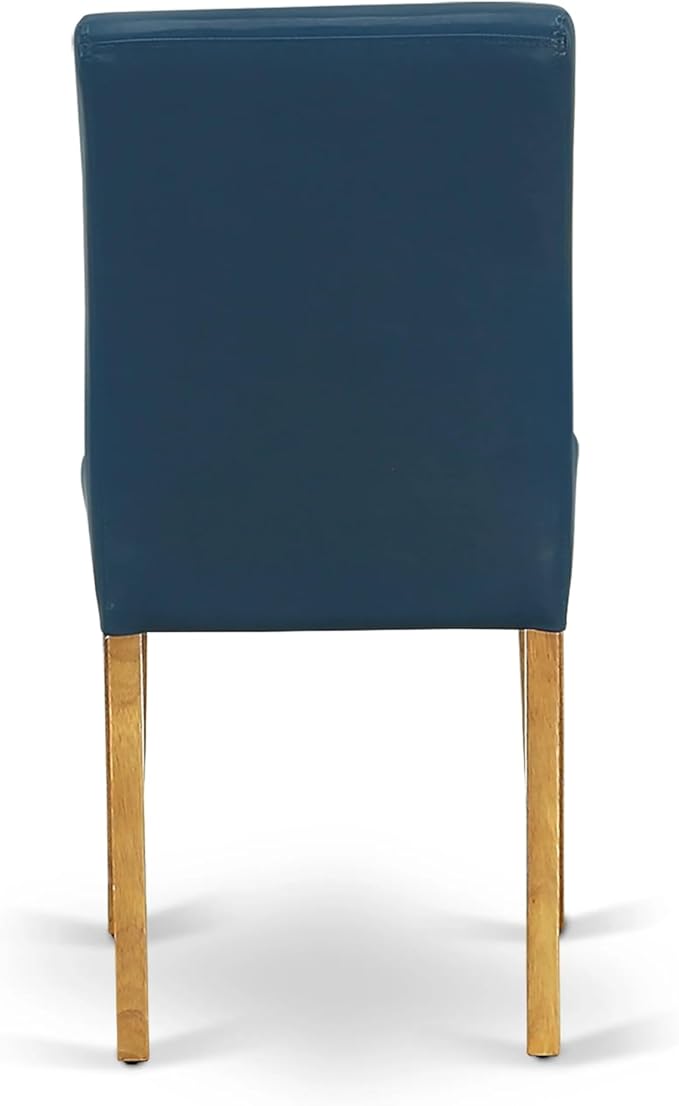 East West Furniture VAAB5-OAK-55 5 Piece Dining Table Set Includes an Oval Dining Room Table with Butterfly Leaf and 4 Oasis Blue Faux Leather Parsons Chairs, 40x76 Inch, Oak