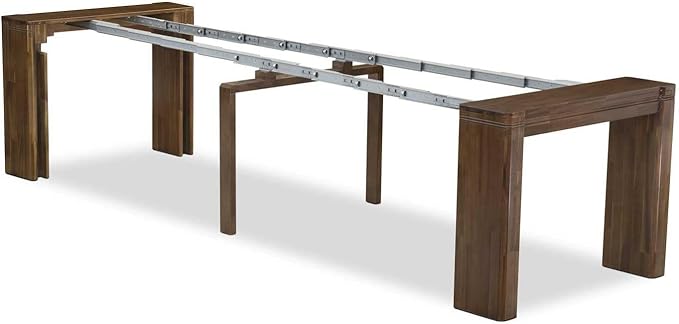 X07FO-BC8-18 - 10 Pieces Modern Dining Set contains an Extendable Rectangle Kitchen Table, 1 Coffee Table, 7 Dining Chairs and 1 Modern Bench, 39x120 Inch, Antique Walnut