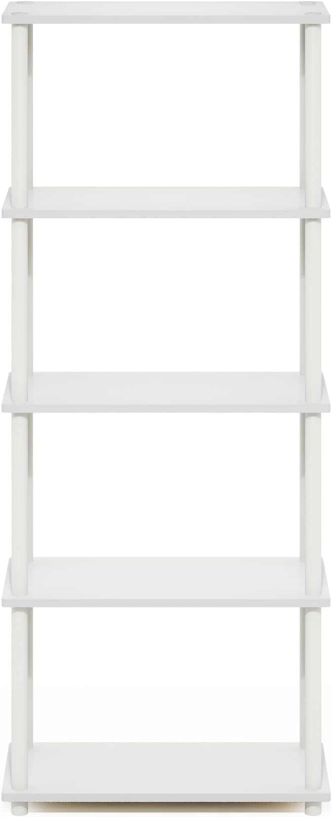 Furinno Turn-N-Tube 5-Tier Multipurpose Shelf Display Rack, White/White