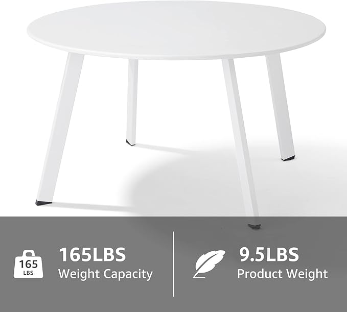 Patio Coffee Table Set of 2, Outdoor Weather Resistant End Table, Round Nesting Tables for Living Room Balcony Office, White